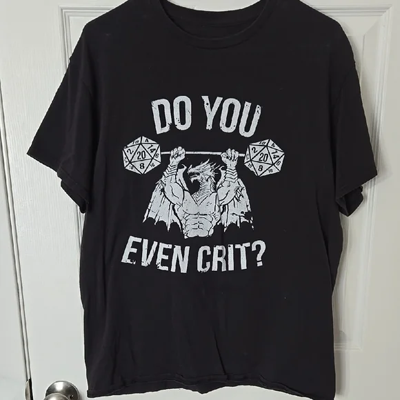 Do You Even Crit? Black Short Sleeve Tee with Graphic Design - Picture 1 of 5